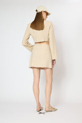 WASHED LINEN CROP BLAZER